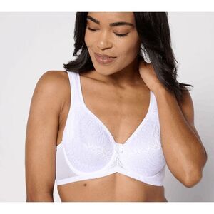 Breezies Womens Size 48D Wild Rose Seamless Bra White Wirefree Support NWT )‎